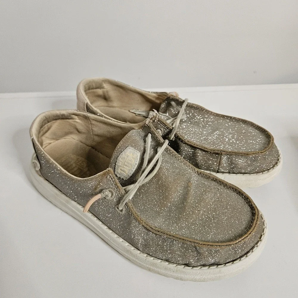 Hey Dudes Wendy Metallic Sparkle‎ Rose Gold Slip-On Girls Size 3 Summer Sun